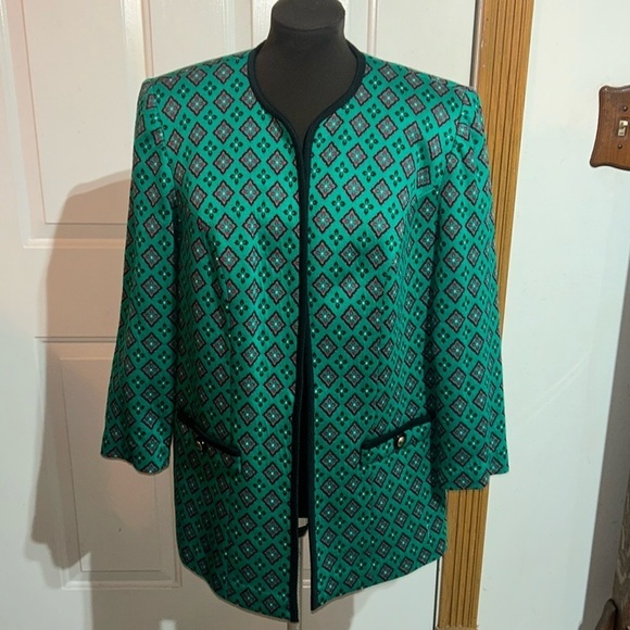 Leslie Faye Vintage Pink and Green Jacket Coat Size 16WP - Picture 1 of 6